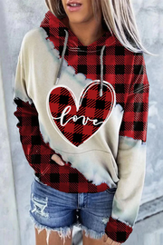 Red & Black Plaid Love Hoodie