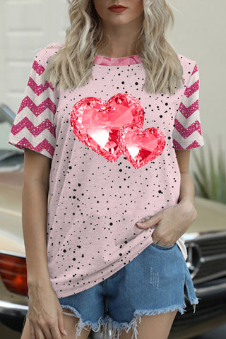 Diamond Double Heart Pink T-shirt