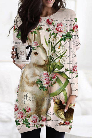 Easter Egg Bouquet Gardener Bunny Tunic with Pockets