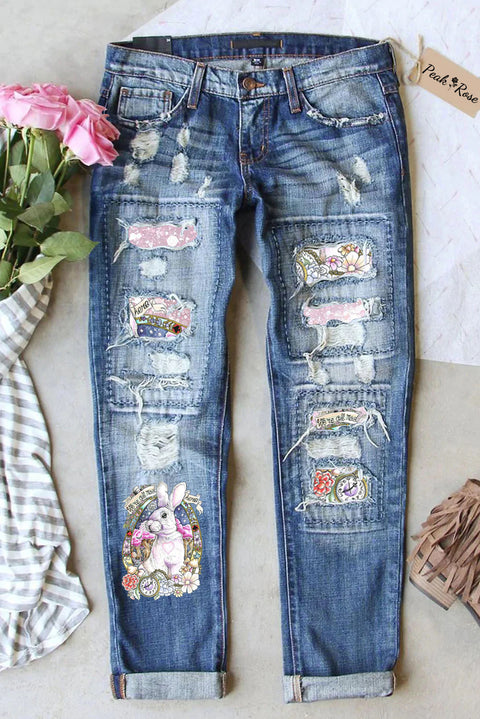 Egg Glitter Rabbit White Rabbit Denim Jeans