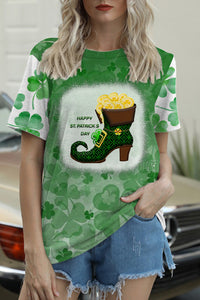Elf Green High Heels Filled With Gold Coins Round Neck T-shirt