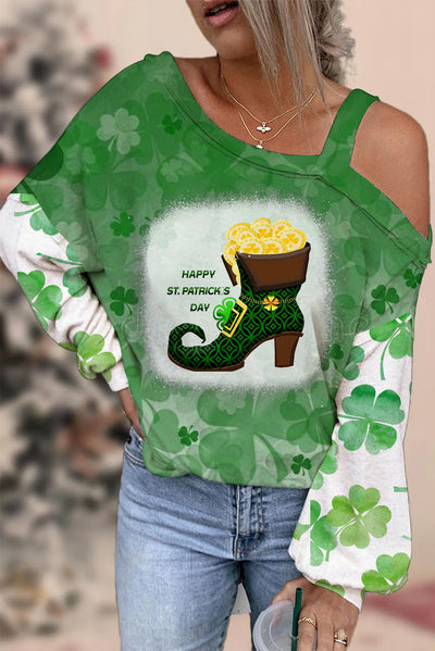 Elf Green High Heels Filled With Gold Coins Off Shoulder Blouse