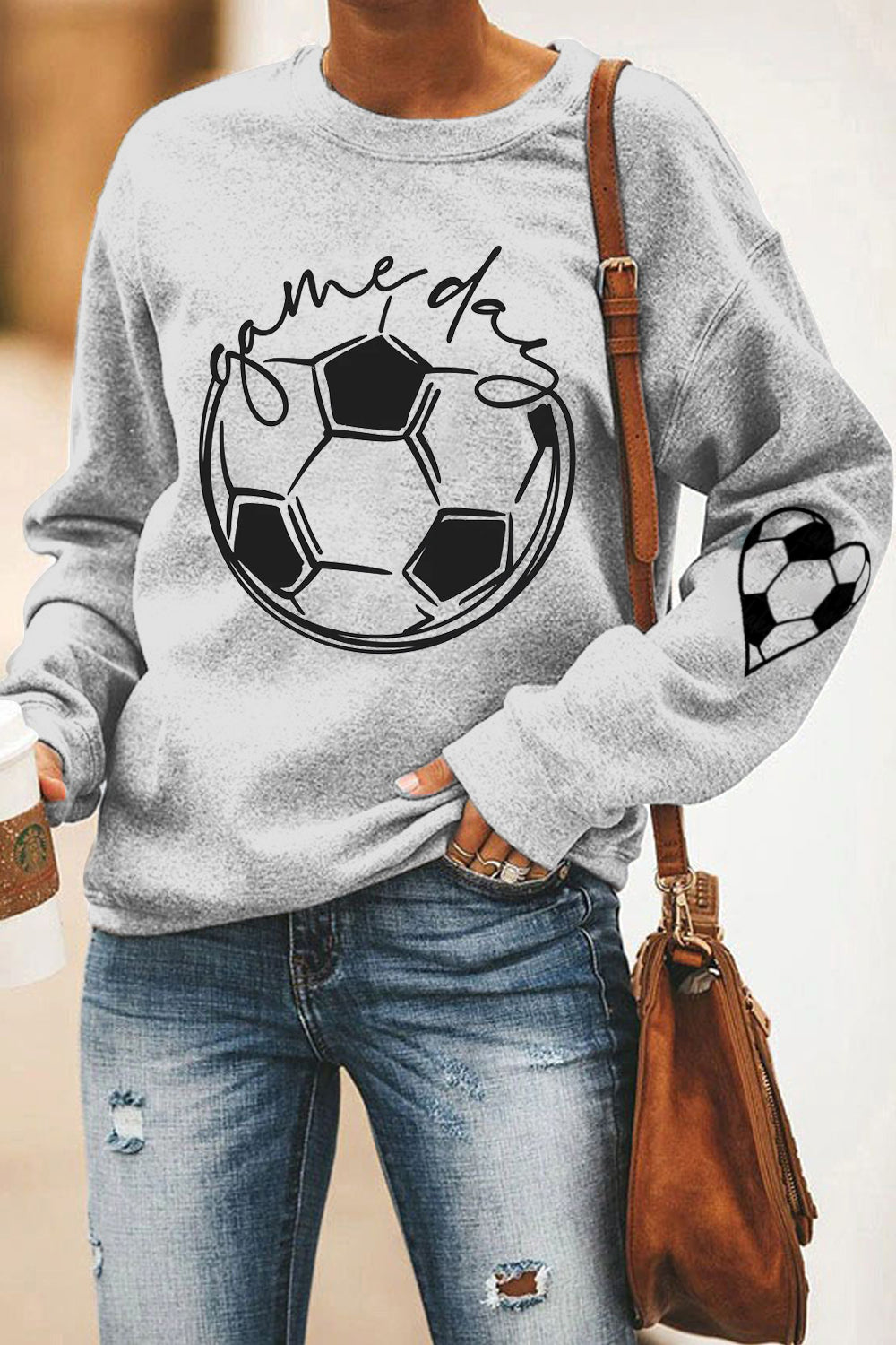 Game Day Soccer Mom Ball Bleached Print Sweatshirt