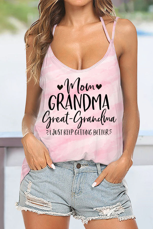 Gradient Mom Grandma Great-Grandma Print Beach Halter Top