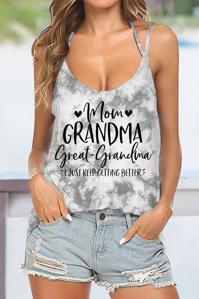 Gradient Mom Grandma Great-Grandma Print Beach Halter Top