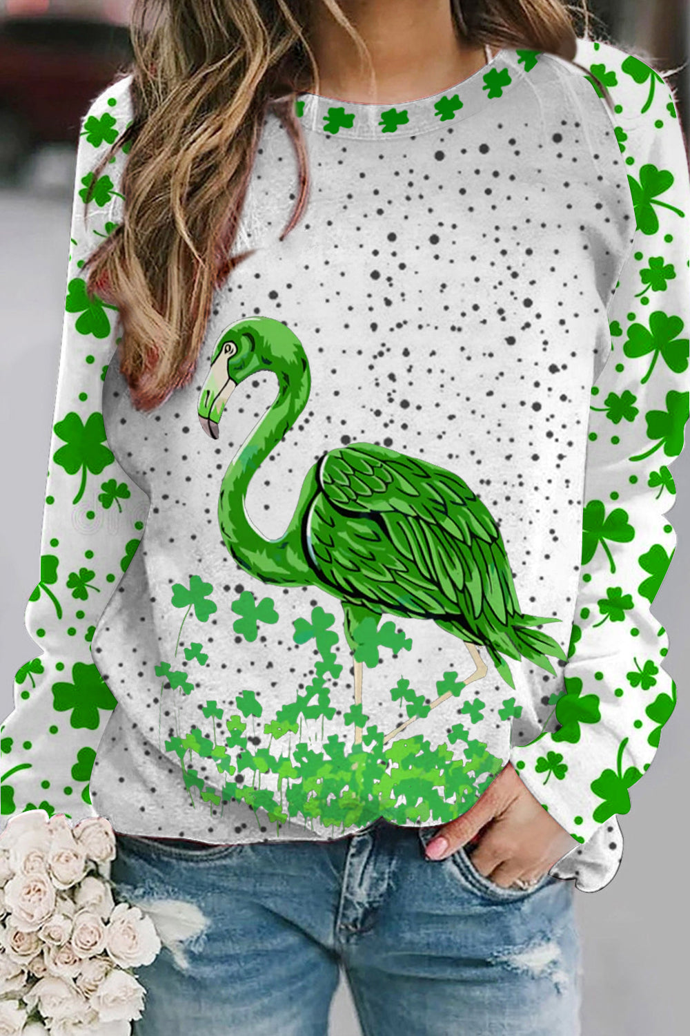 Green Flamingo Lucky Clover Collection Original Costume Sweatshirt