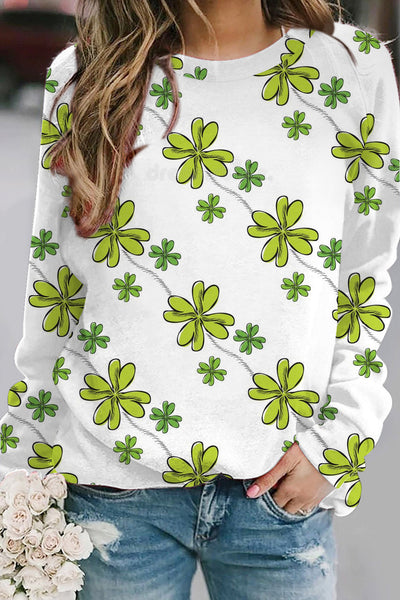 Green Lucky Clover Full Print Sweatshirt