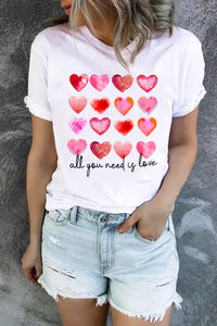 All You Need Is Love Heart-shape Casual White T-Shirt