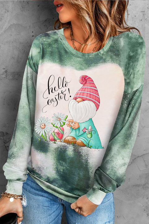 Halle Easter Green Tie Dye Elf Egg Sweatshirt