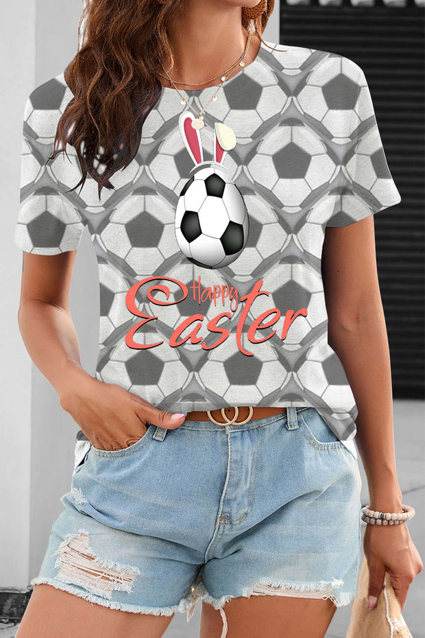 Happy Easter Soccer Eggs With Cute Bunny Ears T-Shirt