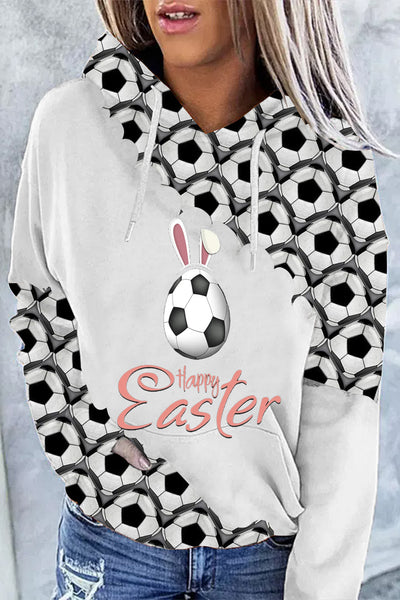 Happy Easter Soccer Eggs With Cute Bunny Ears Hoodie