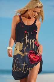 Hello Valentine's Day Beach Sleeveless Dress