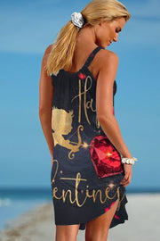 Hello Valentine's Day Beach Sleeveless Dress