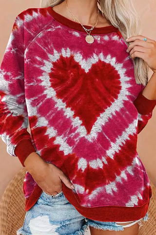 Heart Tie Dye Red Sweatshirt