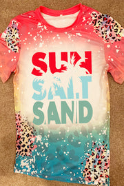 Sun Salt Sand Beach Leopard Print Bleached Shirt