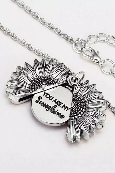 You're My Sunshine Sunflower Locket Pendant Necklace