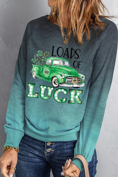 Loads Of Luck Car Print Ombre Sweatshirt