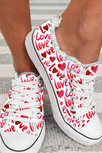 Love Letter Heart-shape Flat Canvas Shoes