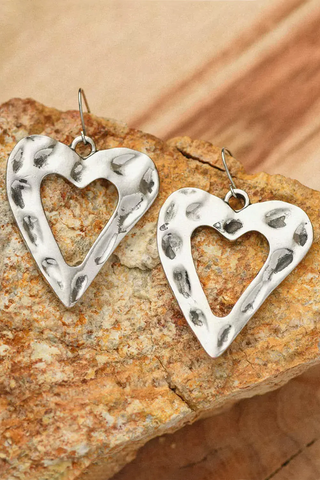 Silver Heart-shape Hook Earrings