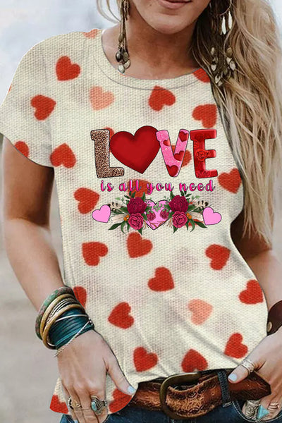 Love Is All You Need Little Love Heart Retro T-Shirt
