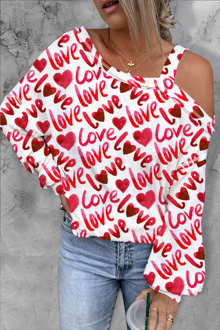 Love Letter Heart-shape Long Sleeve Blouse