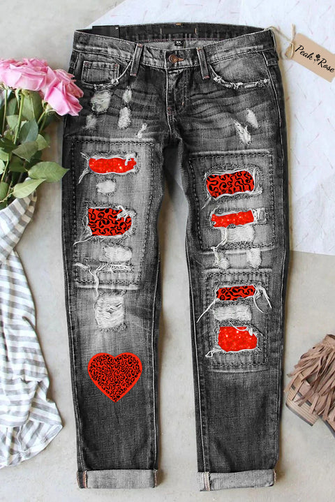 Labyrinth Heart Ventricle Flash Piece Black Jeans