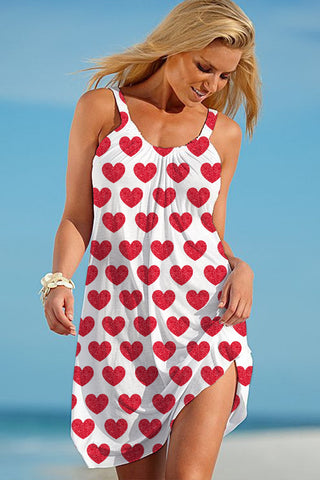 Little Heart Print Sleeveless Dress