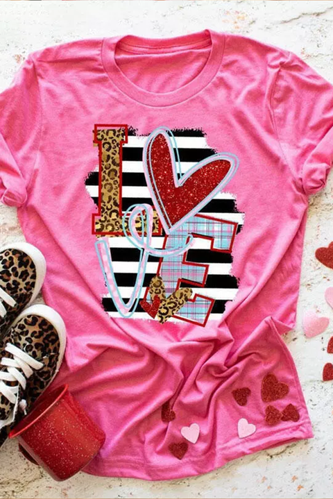 Love Leopard Striped Plaid Glitter T-Shirt