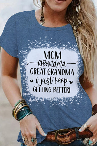 Mom Grandma Great-Grandma Bleached Print T-Shirt