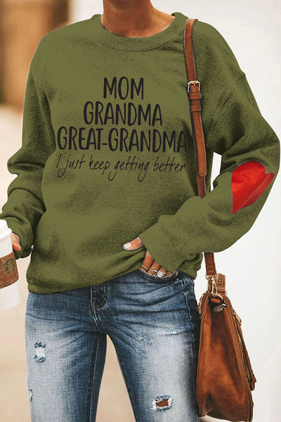 Mom Grandma Great-Grandma Print Sweatshirt