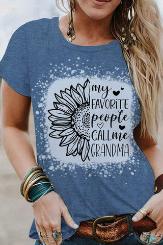 My favorite people call me Grandma Sunflower Bleached Print T-Shirt