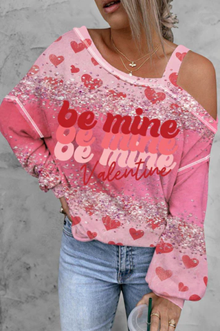 Be Mine Heart-shape Pink Off-shoulder Blouse
