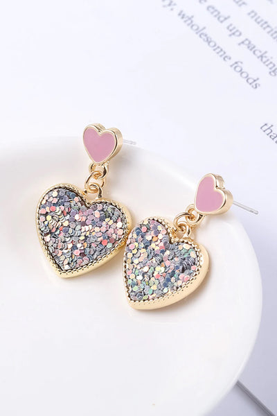 Pink Love Personality Three-Dimensional Sequin Stud Earrings