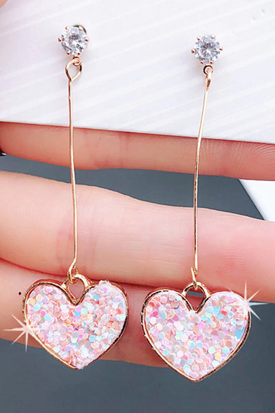Pink Rhinestone Dangle Earrings