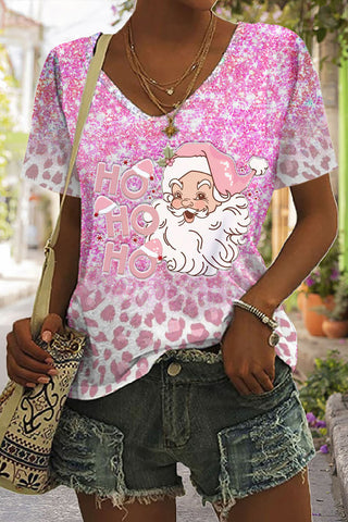 Pink Glitter Leopard Hoho T-shirt