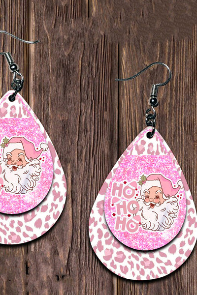 Pink Leopard Print Hoho Earrings