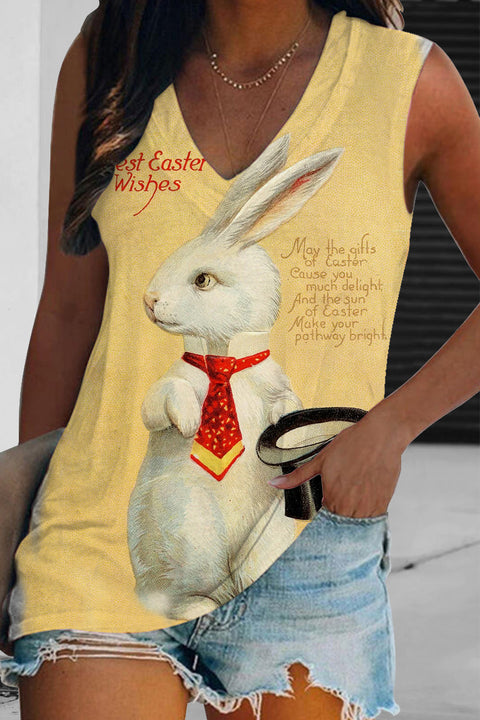 Rabbit With Bowler Hat Gentleman Yellow Tank Top