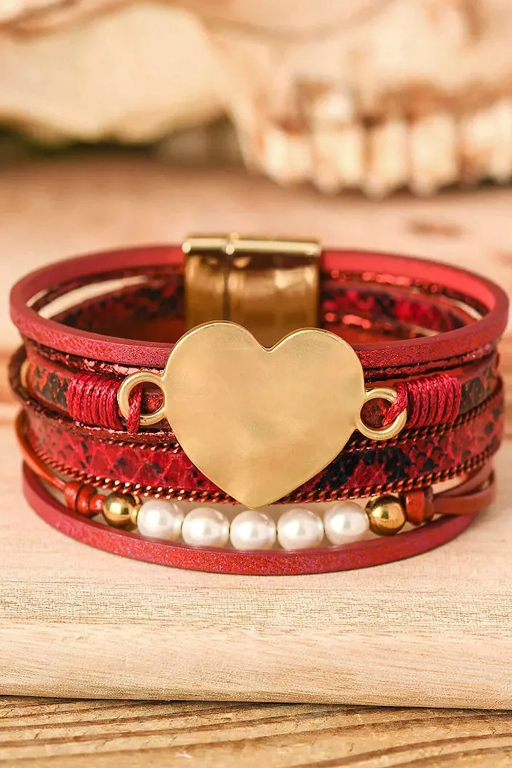 Red Leather Love String Vintage Jewelry Gift Bracelet