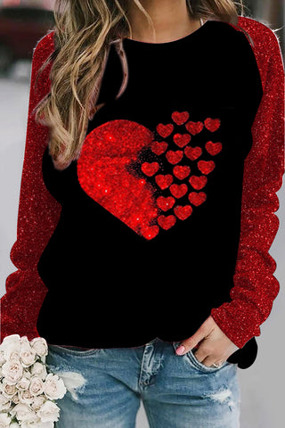 Red Sequin Love Black Sweatshirt