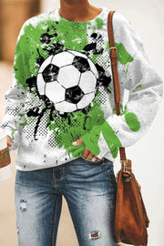 Soccer Splash Ink Green Oil Color Printing And Dyeing Print Sweatshirt