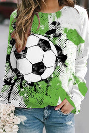 Soccer Splash Ink Green Oil Color Printing And Dyeing Print Sweatshirt