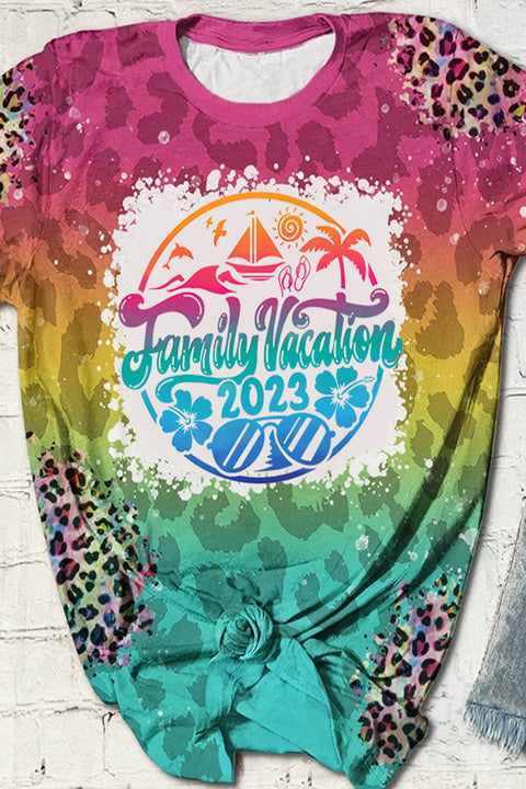 Summer Beach vacation 2023 Family Print Bleached Shirt