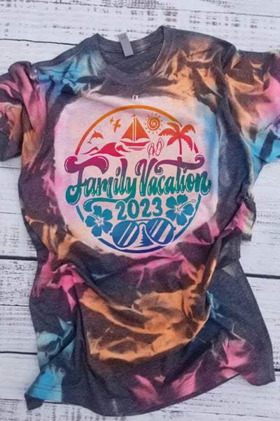 Summer Beach vacation 2023 Family Spring Print Bleached Shirt