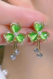 Tassel Opal Clover Temperament Sweet Earrings