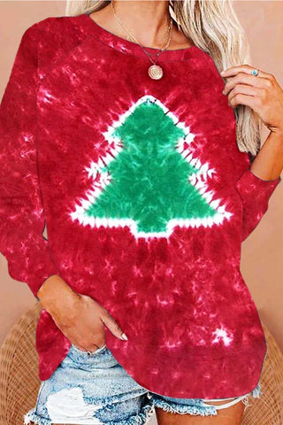 Tie-dye Christmas Tree Christmas Sweatshirt