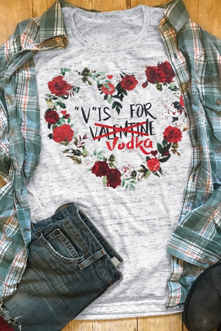 V Is For Vodka Floral T-Shirt