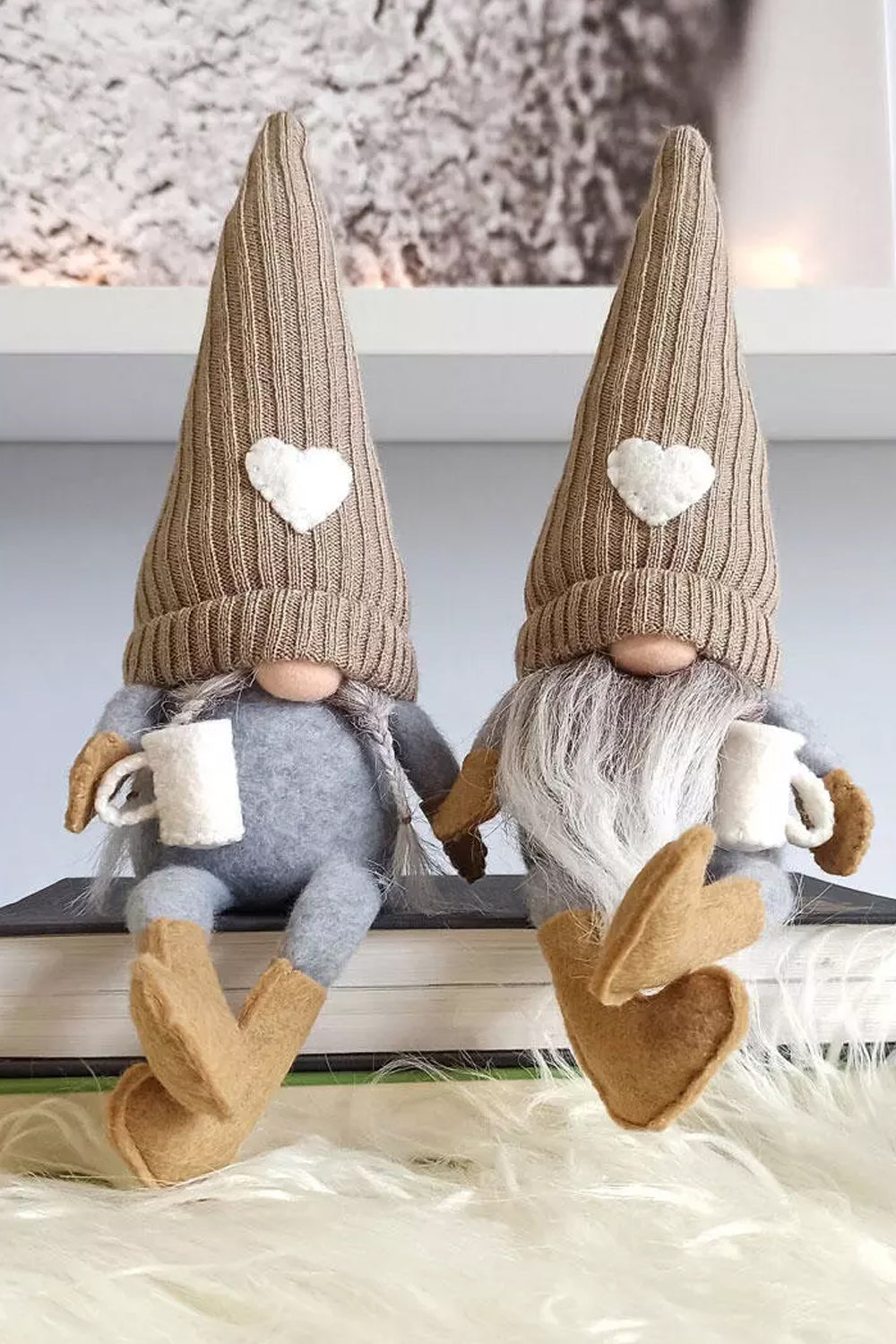 Heart Coffee Gnomies Faceless Doll Ornament