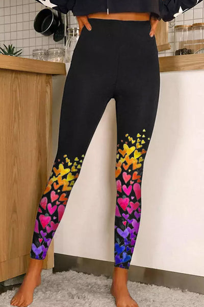 Heart Print High Waist Skinny Leggings