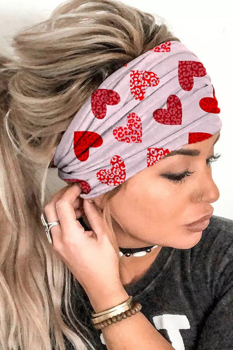 Heart Leopard Elastic Sports Wide Headband