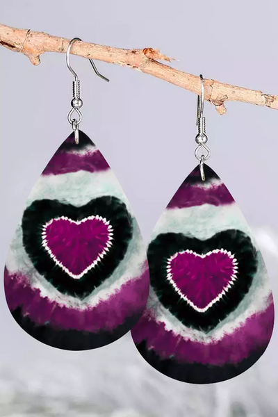 Purple Heart PU Leather Earrings